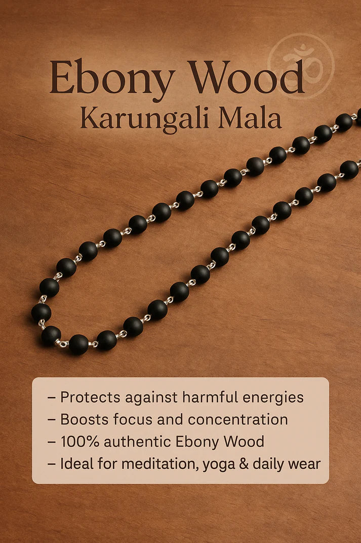 Karungali Malai Silver Cap Necklace