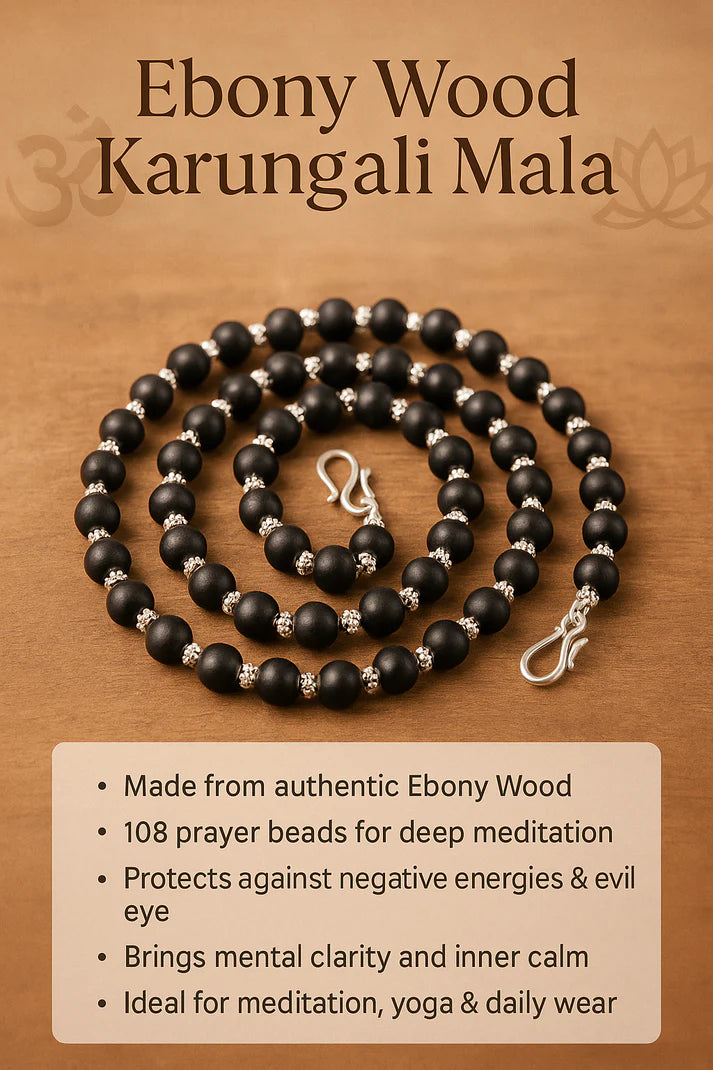 Karungali Malai Silver Cap Necklace
