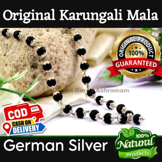 Karungali Malai Silver Cap Necklace