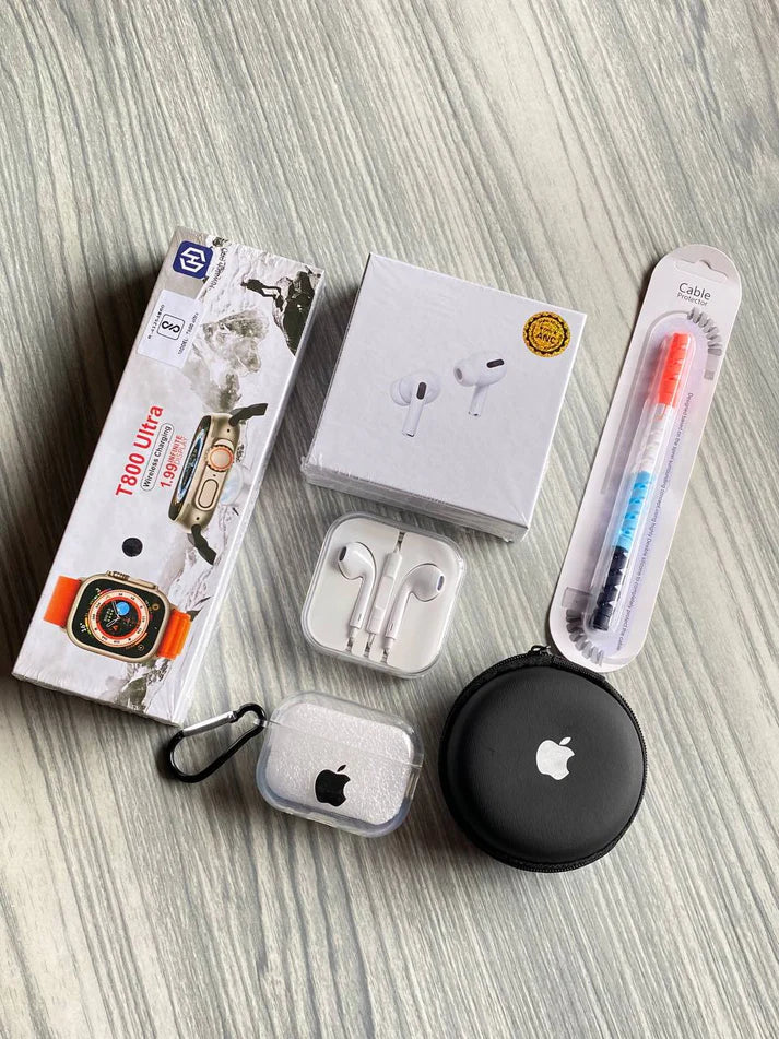 Trending 6-in-1 Combo(smart watch, Airpods pro, Earbuds cover, earphone cover, earphone, cable protector)