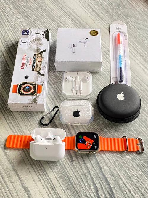 Trending 6-in-1 Combo(smart watch, Airpods pro, Earbuds cover, earphone cover, earphone, cable protector)